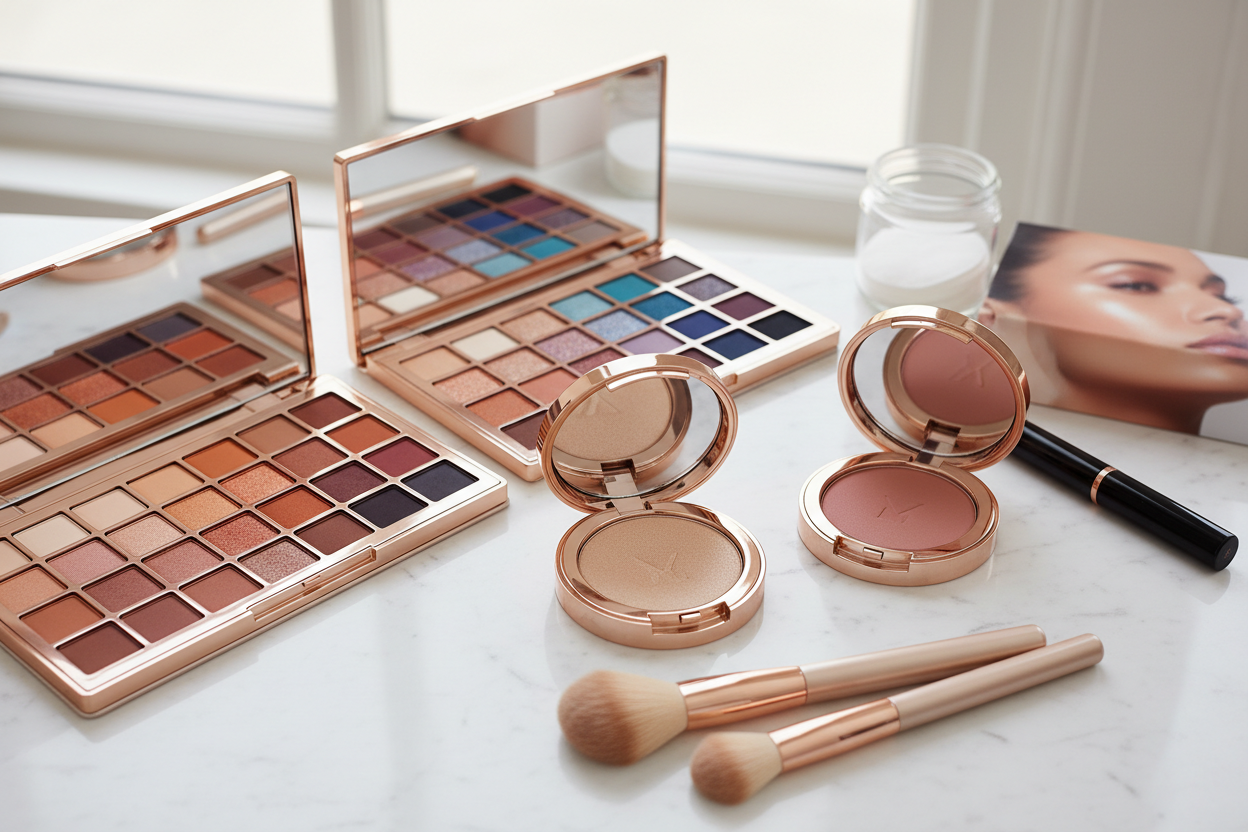 Makeup for Every Mood: From radiant highlighters to versatile palettes, our cosmetics let you express yourself while keeping your skin healthy. (make it real photo)