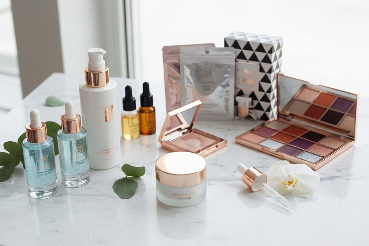 Skincare Essentials: Hydrating serums, gentle cleansers, and rejuvenating creams designed to bring out your skin’s natural luminosity.

Makeup for Every Mood: From radiant highlighters to versatile palettes, our cosmetics let you express yourself while keeping your skin healthy.

Glow-Boosting Treatments: Masks, oils, and specialty treatments formulated to enhance radiance and maintain a healthy, youthful look. (make it real photo)