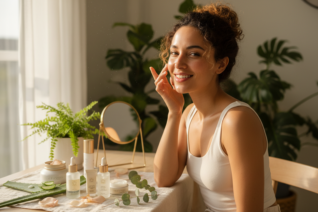 we’re dedicated to helping you embrace your natural radiance and feel confident in your own skin. Our mission is simple: to create beauty products that enhance your glow while caring for your skin. Every product we craft combines science-backed ingredients with nourishing botanicals, giving you results you can see and feel. (make it real photo)